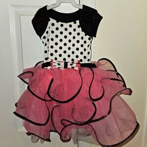 Little girls tutu dress. Polka Dot. Pink, Black, and White Size SC (small child)